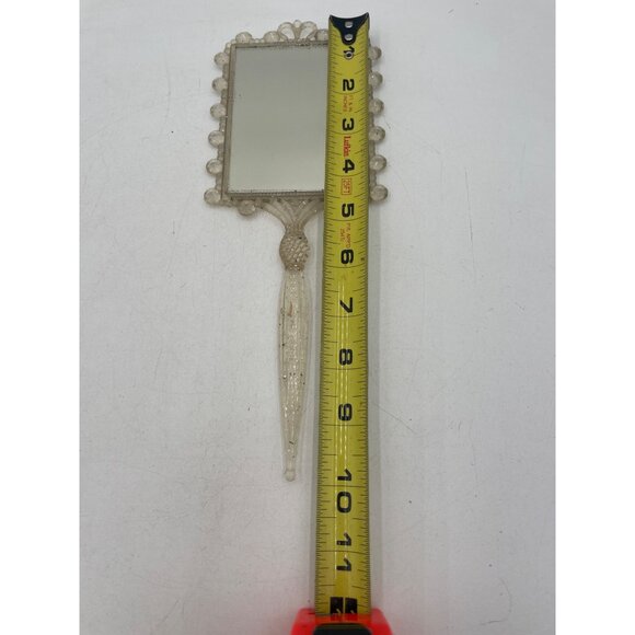 Vintage Handheld Vanity Mirror With Charming Victorian Illustration Beaded Edge - Picture 4 of 4